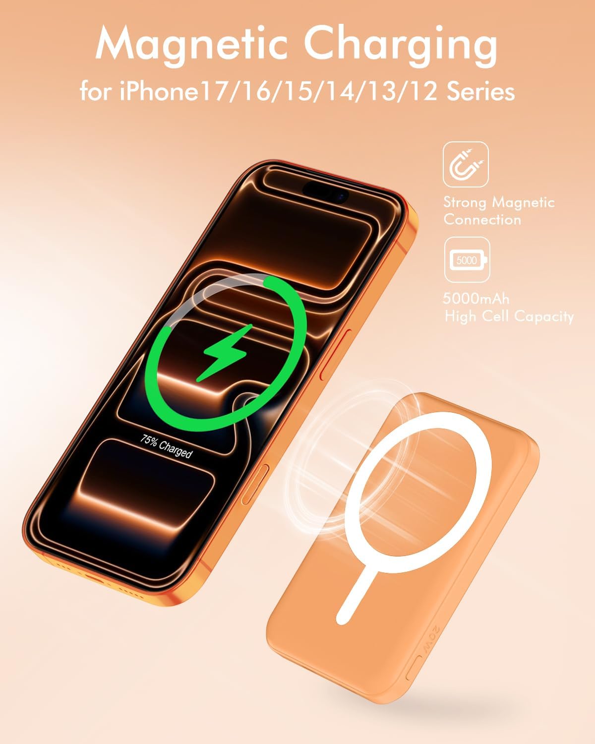 MagSnap™ Ultra Slim Magnetic Wireless Power Bank 5000mAh for iPhone 12/13/14/15/16/17 Series