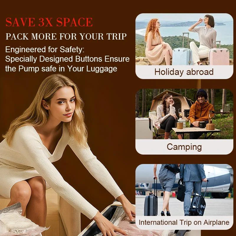 VacuPack™ Travel Vacuum Storage Bags with Electric Pump