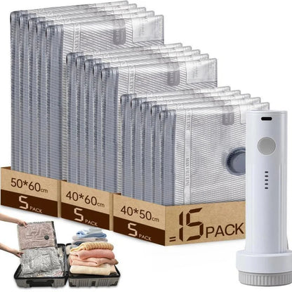 VacuPack™ Travel Vacuum Storage Bags with Electric Pump